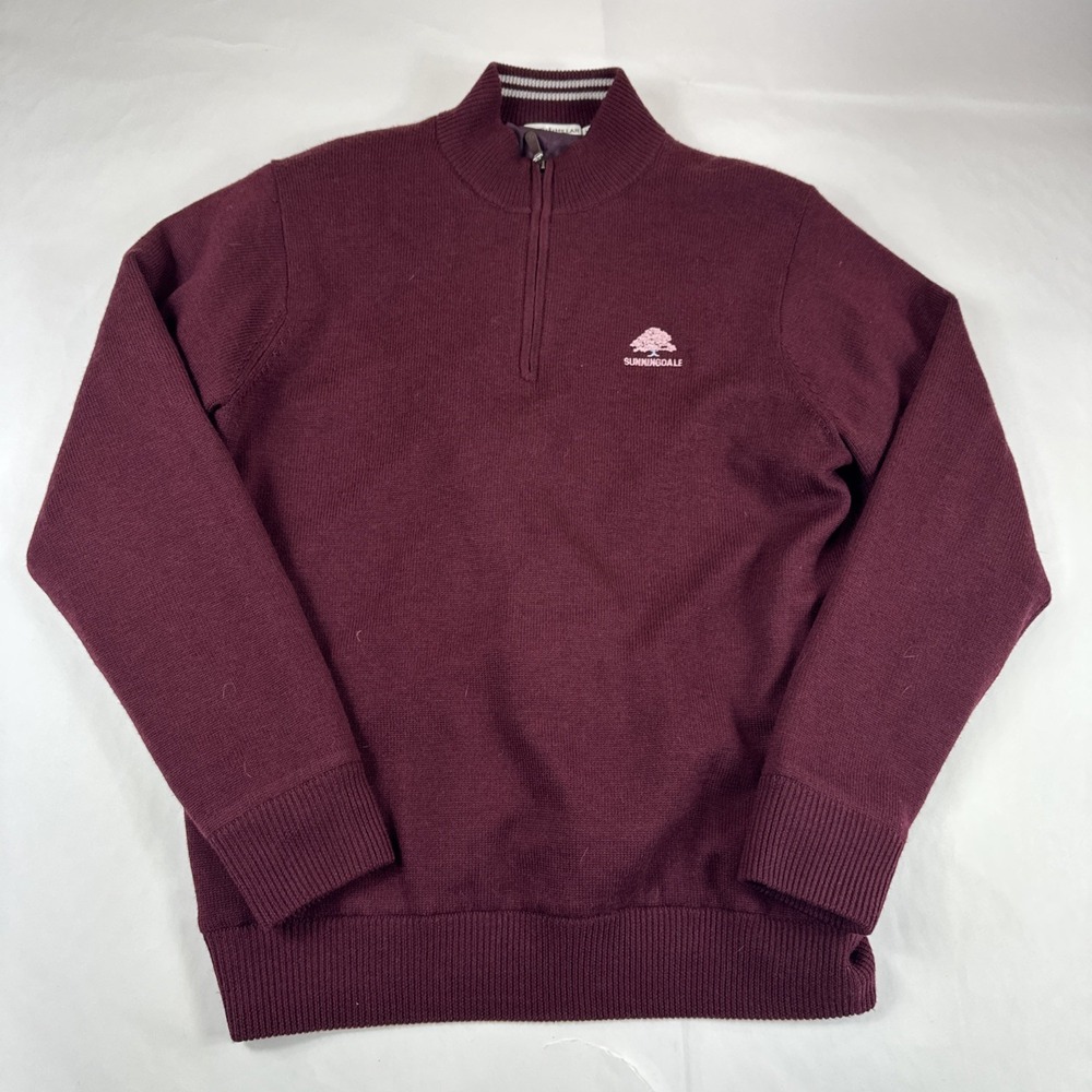 Peter Millar Crown Comfort Merino Wool 1/4 Zip Pullover Sweater Mens M Red Lined